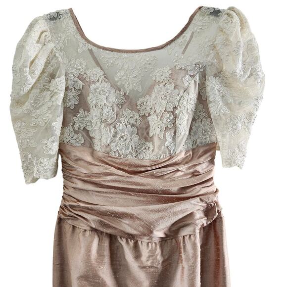 Vintage Alfred Angelo Silk & Embellished Lace Bridesmaid Formal Dress Size Small - Picture 4 of 15